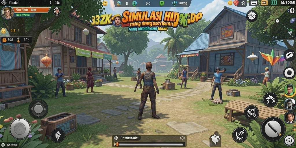 Screenshot gameplay 33ZK menampilkan aktivitas interaksi karakter.