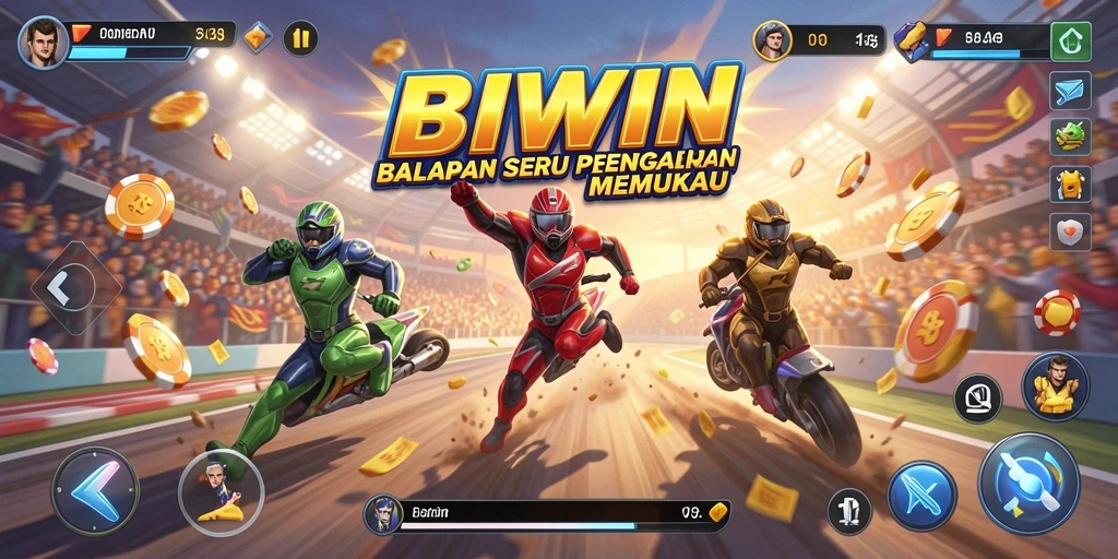 Tampilan gameplay seru dari BIWIN yang penuh aksi balapan.