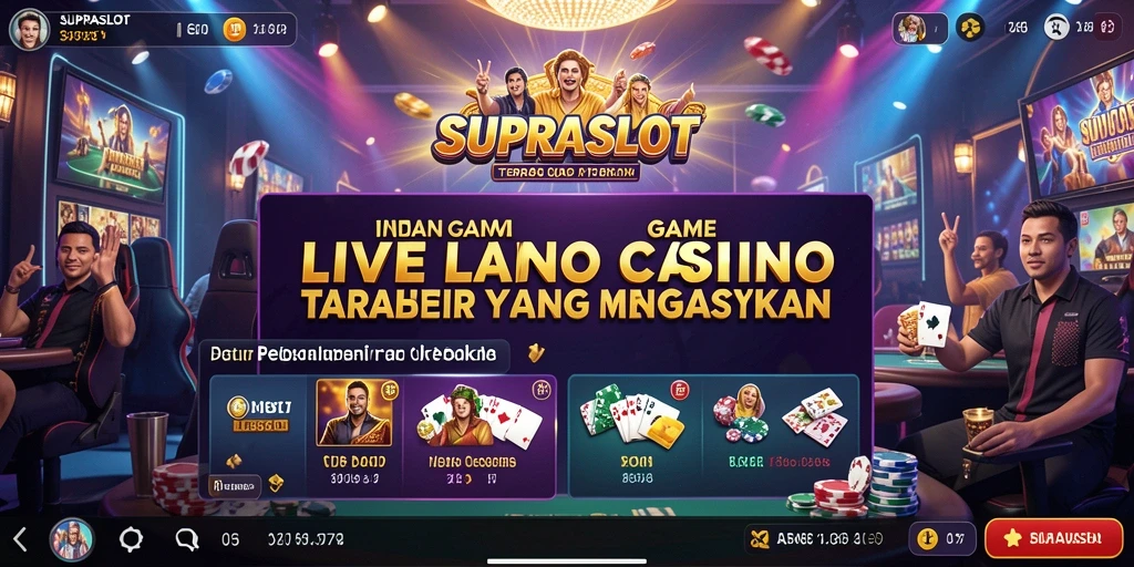 Tangkapan layar menunjukkan dealer profesional dan permainan live yang menarik.