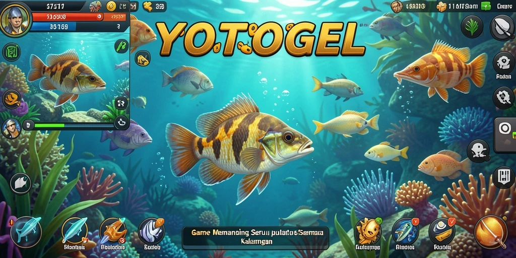 Screenshot gameplay YOTOGEL menampilkan aktivitas memancing yang seru.